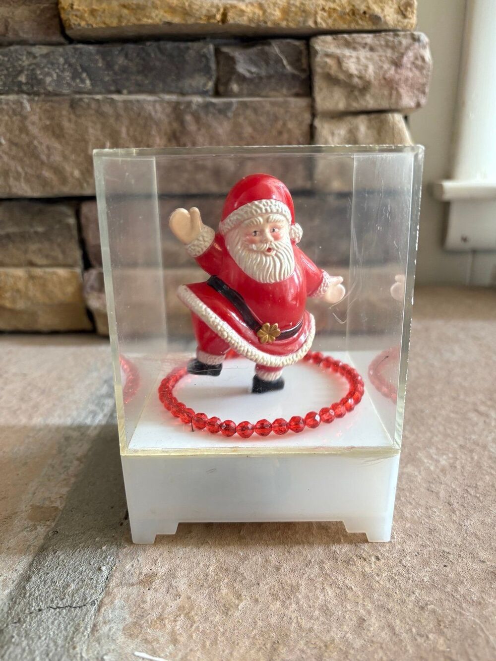 RARE Vintage Revolving Wind Up Musical Santa Claus Plays Jingle Bells